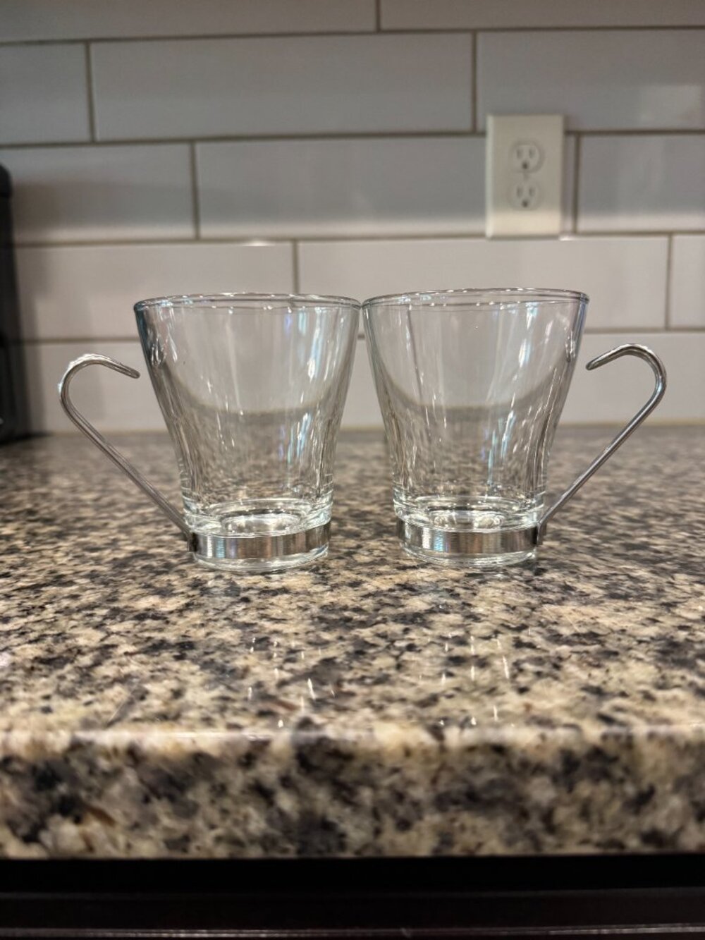 Bormioli Rocco Oslo Espresso Cup Glass Stainless Steel Handle, Set of 2